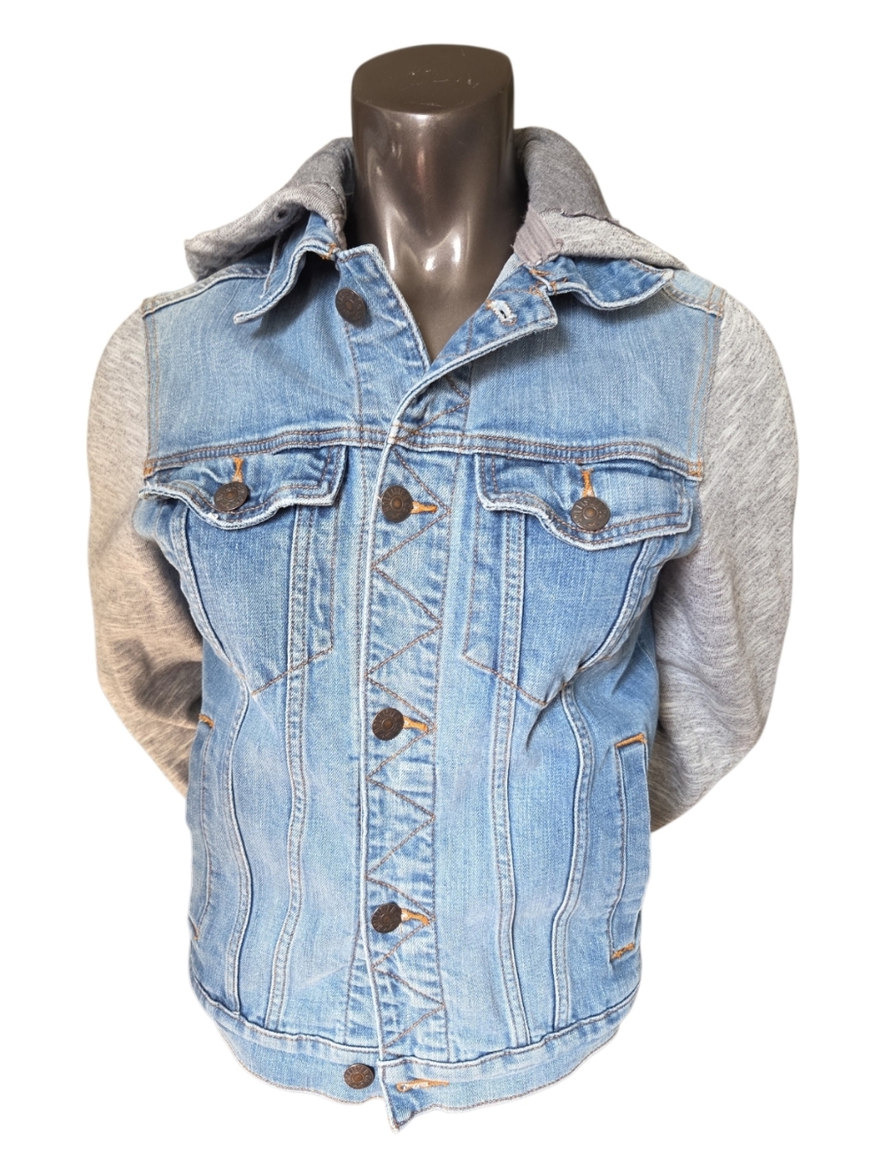 Hollister Denim and Gray Hooded Jacket